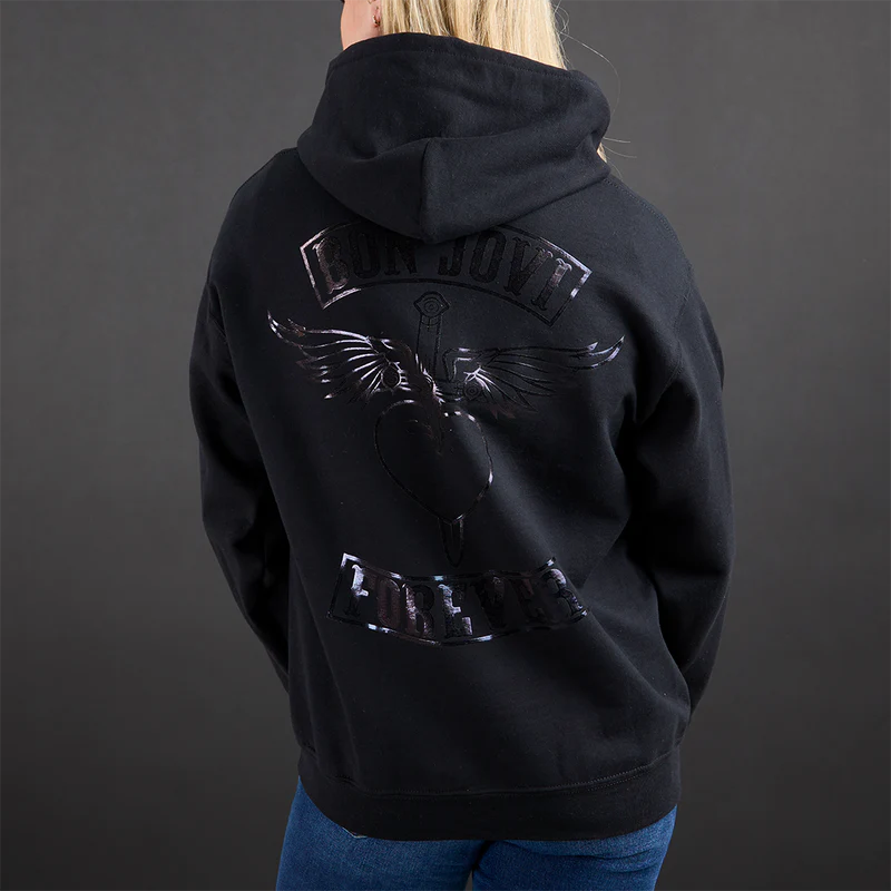 Bon Jovi - Black On Black Patch Hoodie