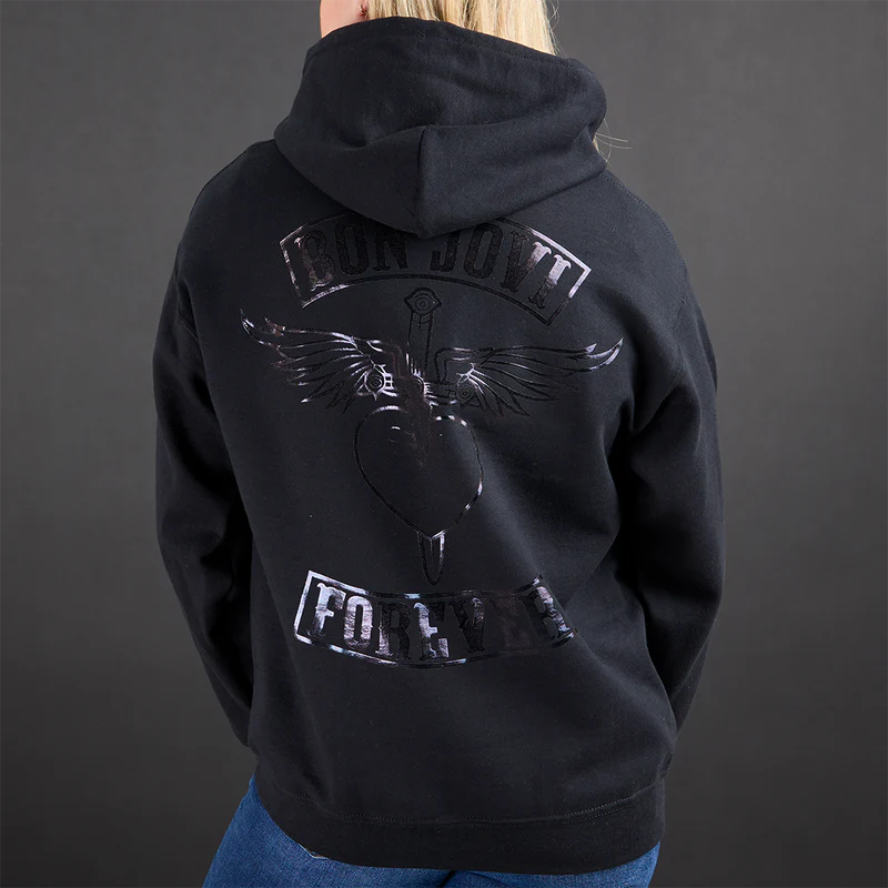 Bon Jovi - Black On Black Patch Hoodie