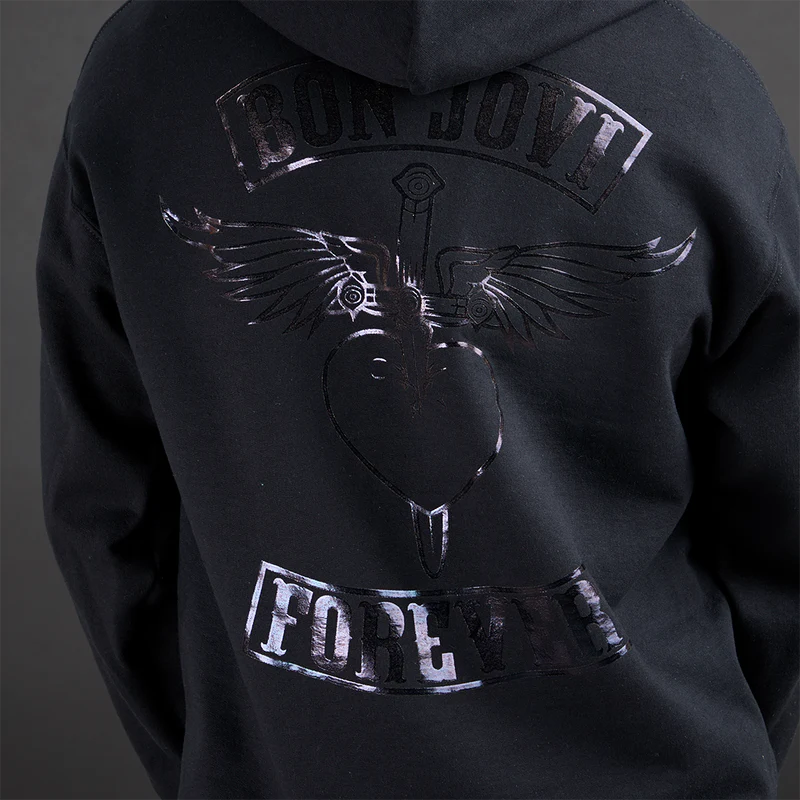 Bon Jovi - Black On Black Patch Hoodie
