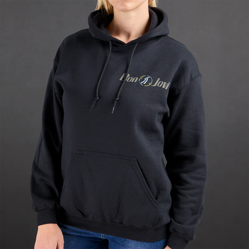 Bon Jovi - Black On Black Patch Hoodie