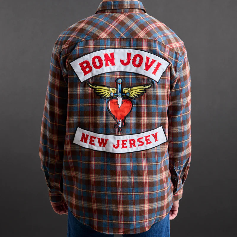 Bon Jovi - New Jersey Blue Pattern Flannel