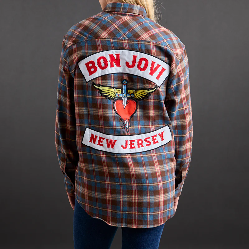 Bon Jovi - New Jersey Blue Pattern Flannel