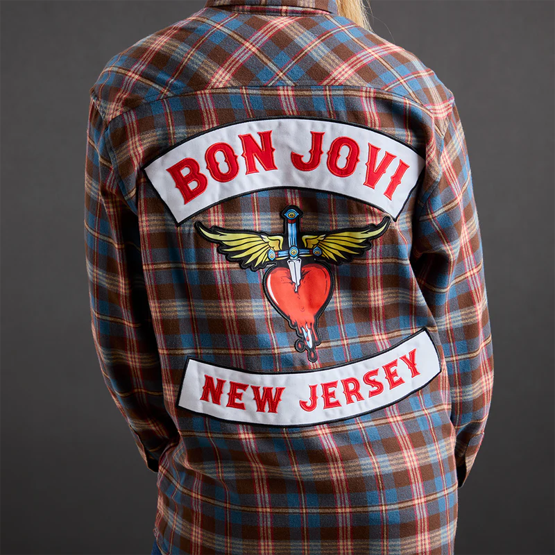 Bon Jovi - New Jersey Blue Pattern Flannel