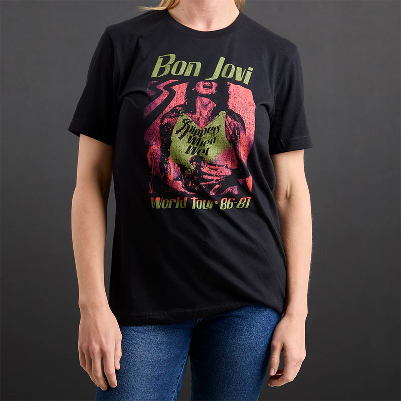 Bon Jovi - Slippery When Wet Vintage World Tour Black T-Shirt