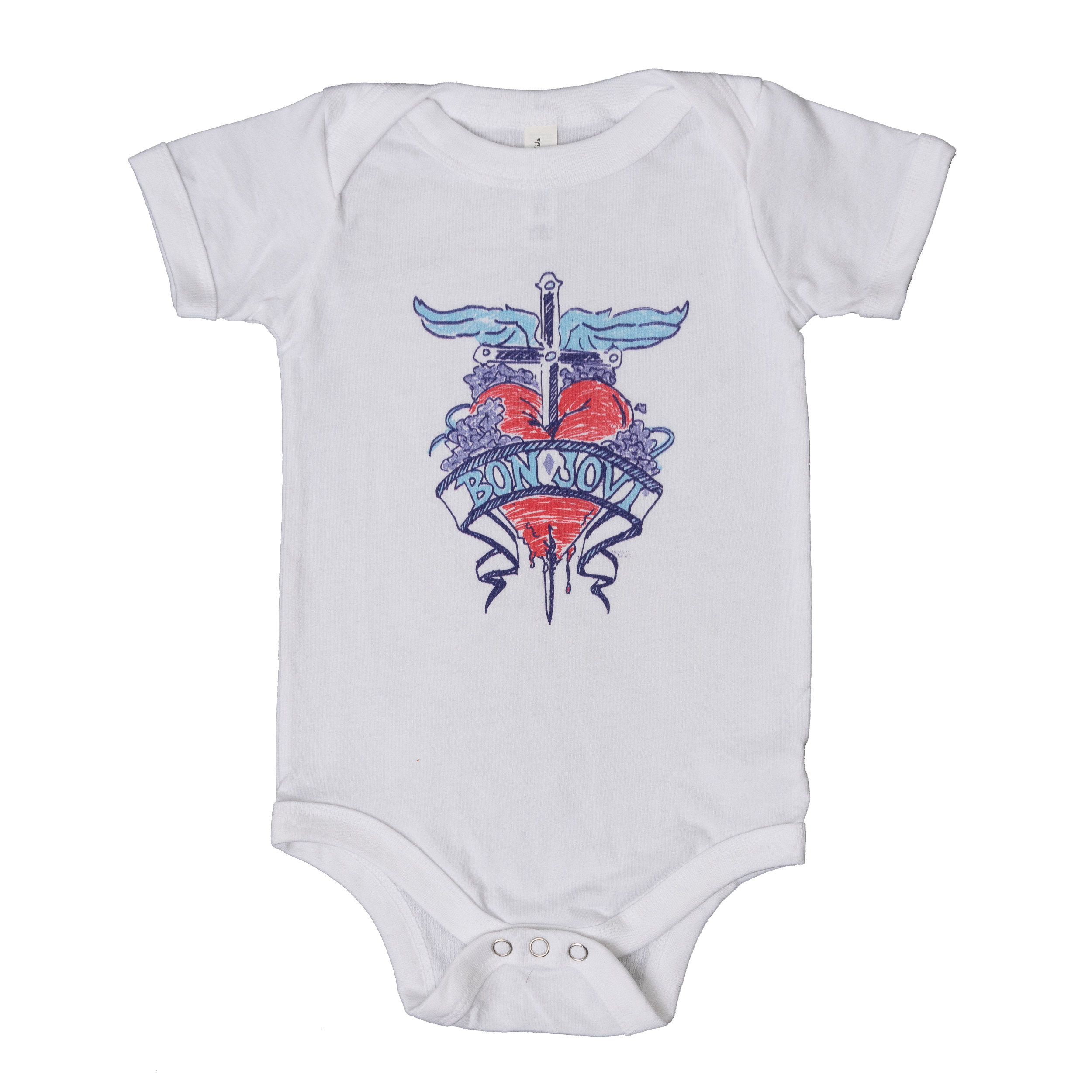 Bon Jovi - Bon Jovi Heart & Dagger White Baby Onesie