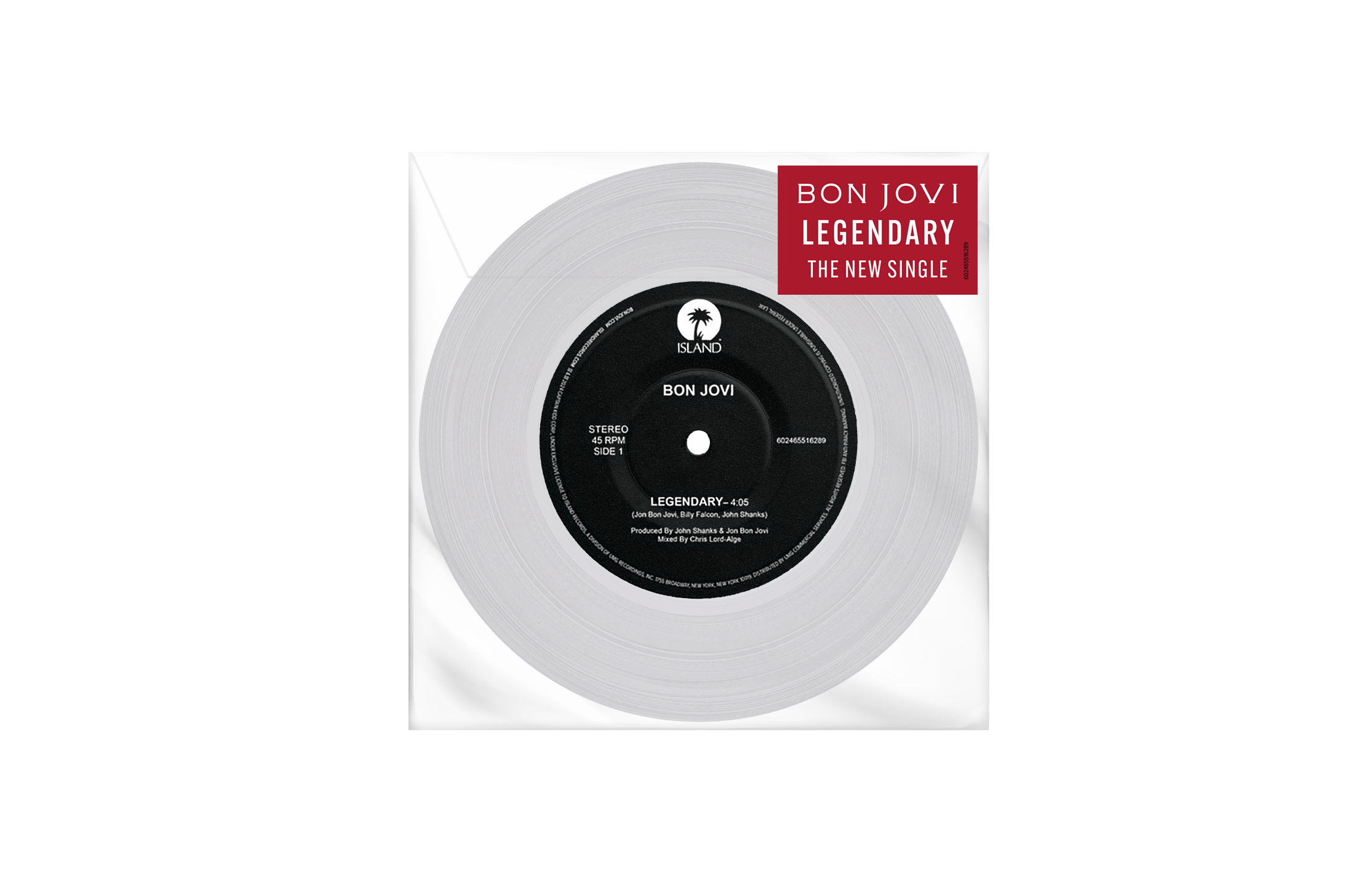 Bon Jovi - Legendary CLEAR 7” VINYL (LIMITED EDITION)