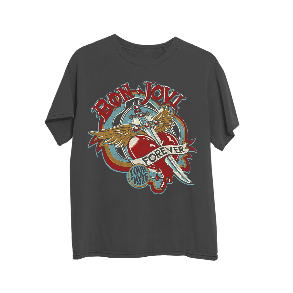 Bon Jovi - Bon Jovi Forever Tour 2026 Charcoal T-Shirt