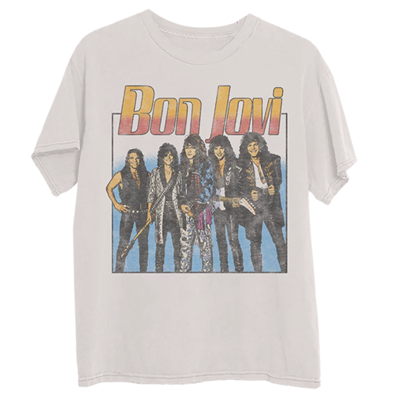 Bon Jovi - Slippery When Wet Tour Retro Bone T-Shirt
