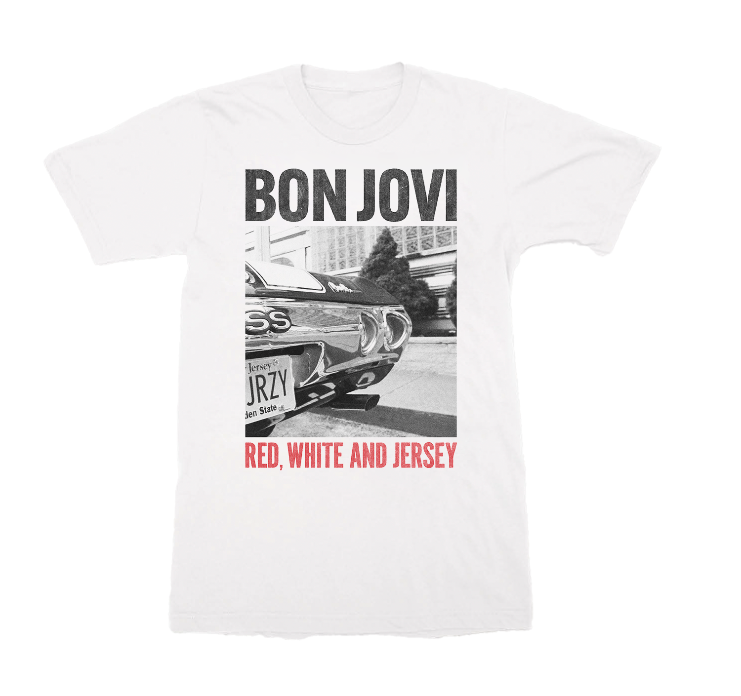 Bon Jovi - FOREVER Red White and Jersey White T-Shirt