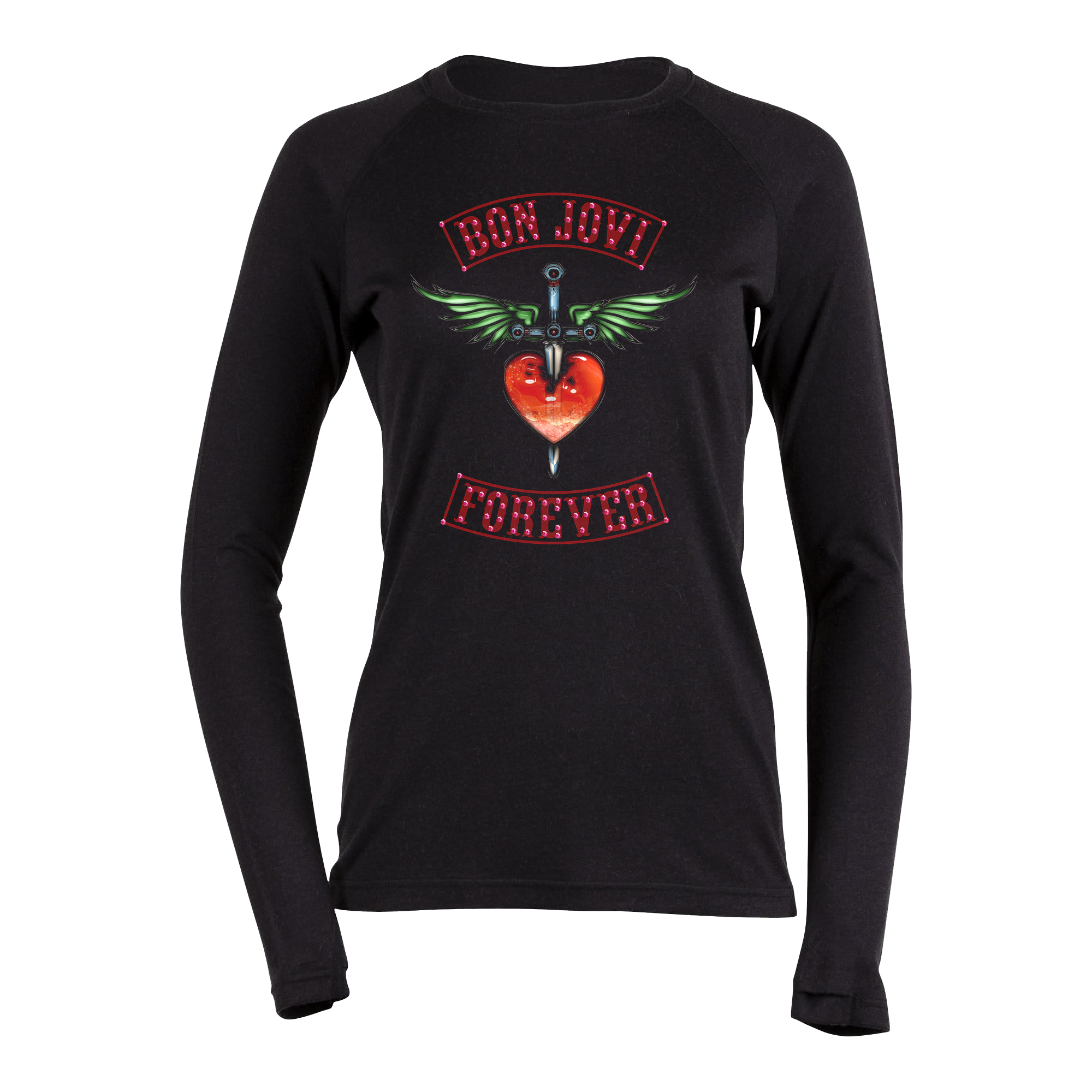 Bon Jovi - Glass Heart & Dagger Patch Thermal Top