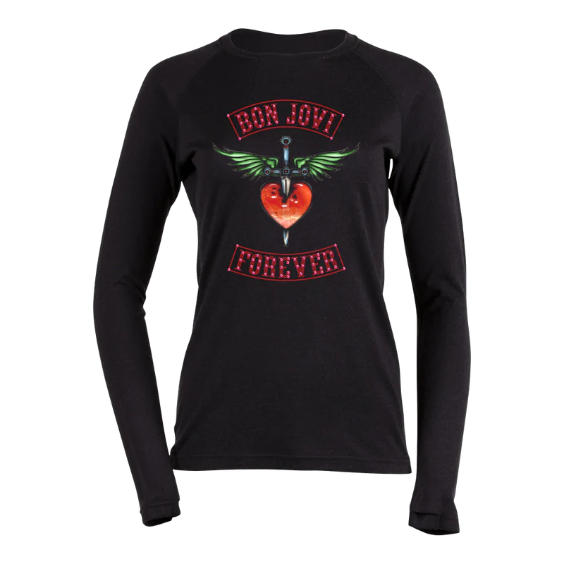 Bon Jovi - Glass Heart & Dagger Patch Thermal Top