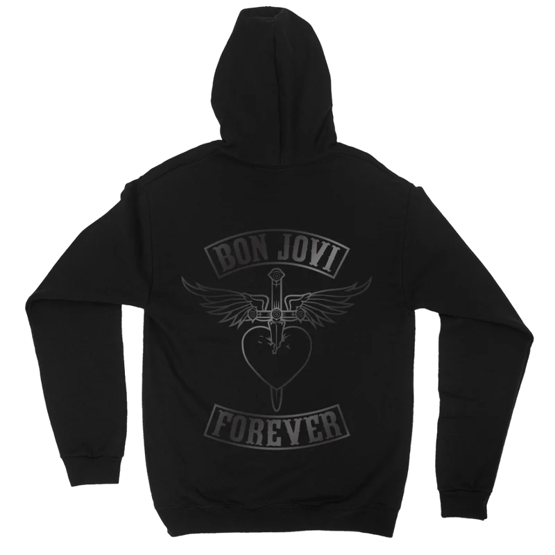 Bon Jovi - Black On Black Patch Hoodie
