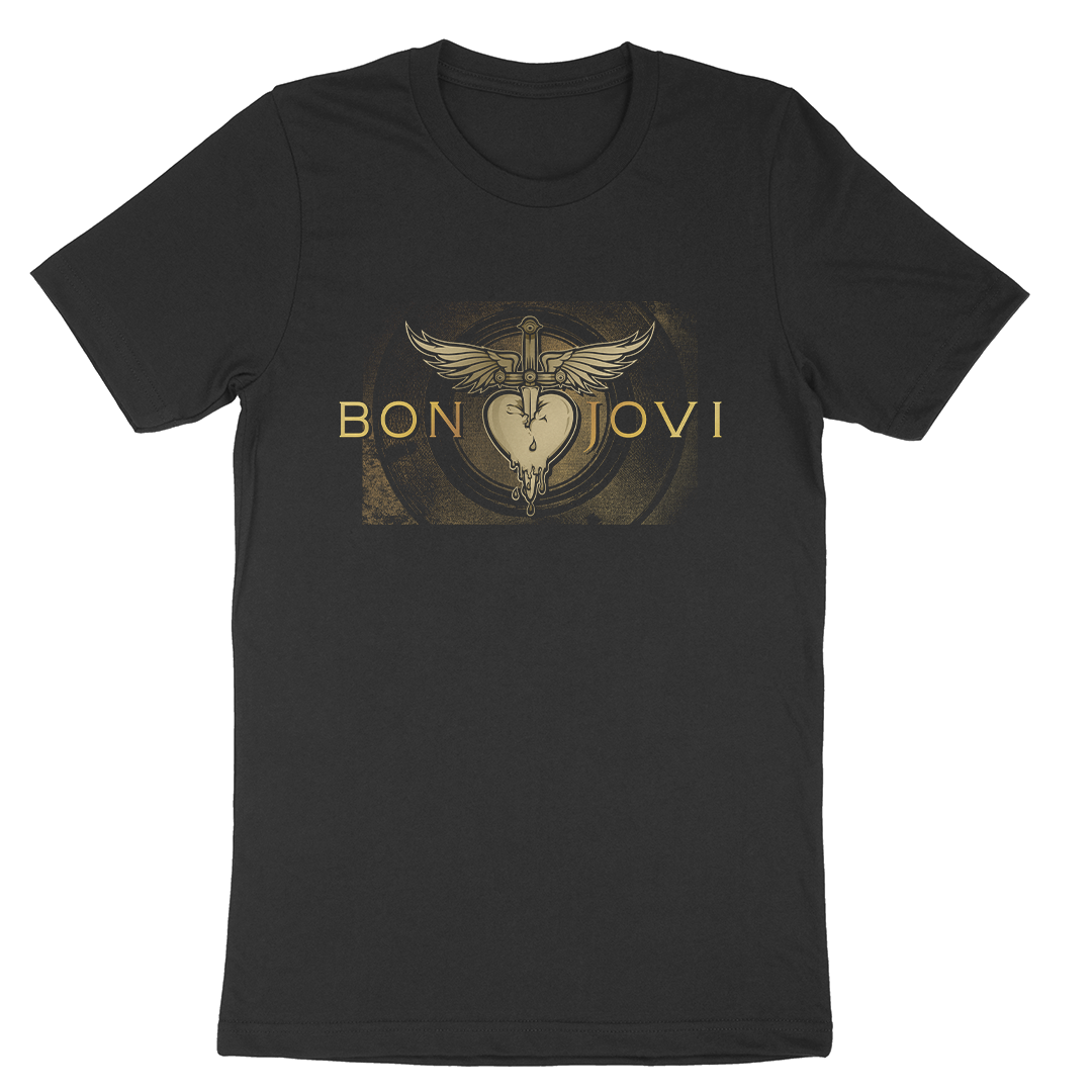 T-Shirt Officiel Bon Jovi 'Forever' - Logo Groupe - Noir - Coupe Unisexe - 100% Coton