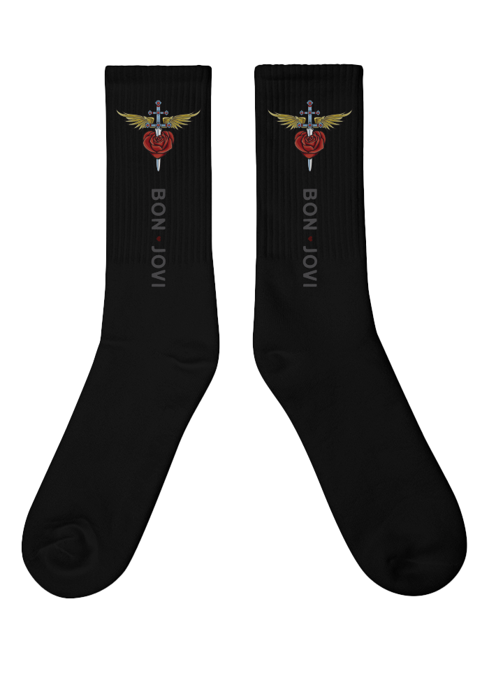 Bon Jovi - Rose and Dagger Black Socks